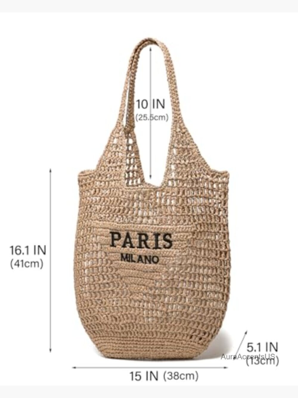 Large Woven Straw Tote Bag, Summer Beach Shoulder Hobo Purse, Handmade - Picture 2 of 7
